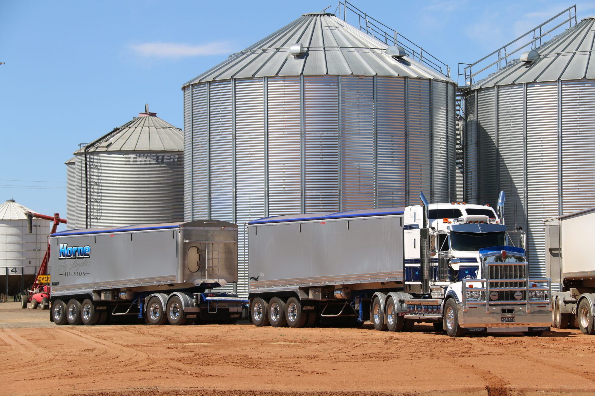 Grain silo and truck loading during harvest season