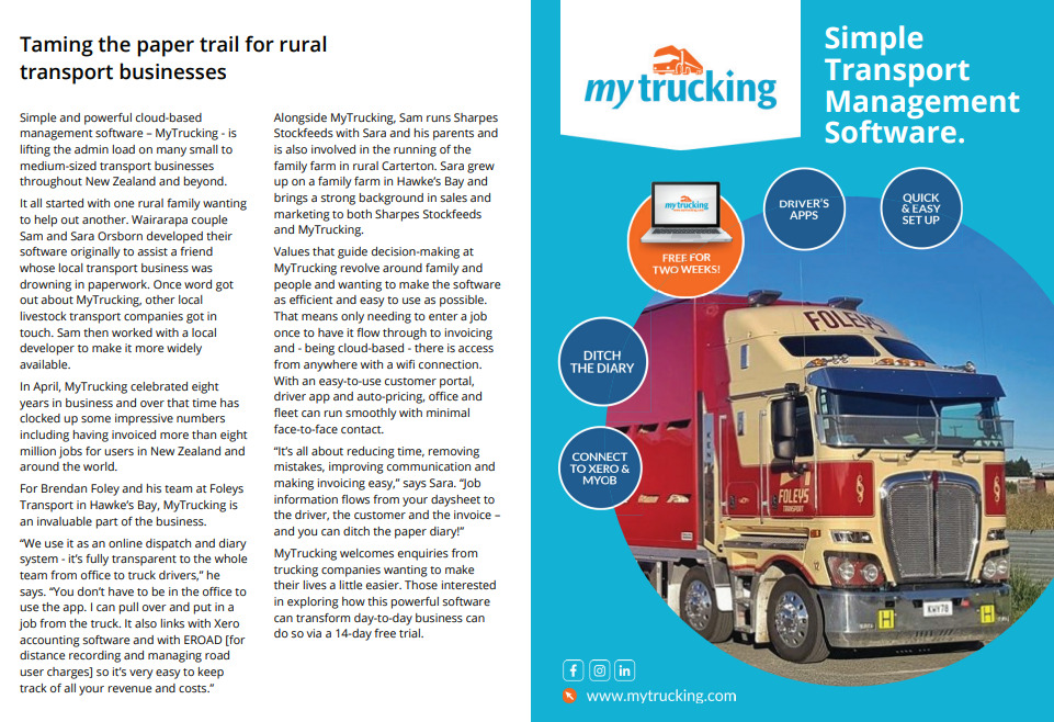 In the News – Taming the paper trail for rural transport businesses