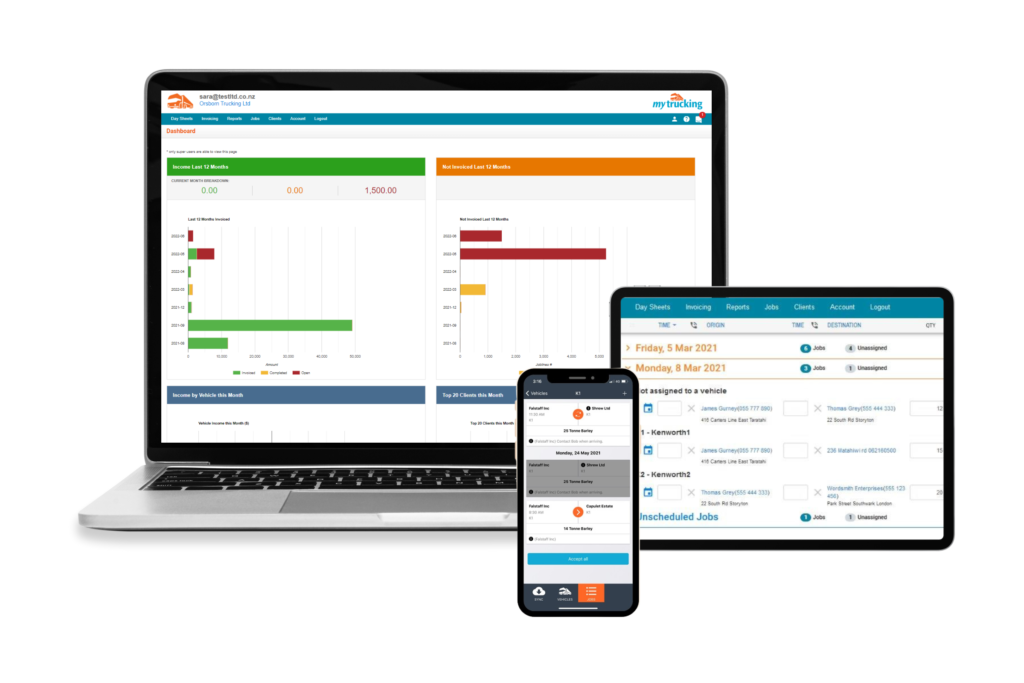 MyTrucking works on desktop, tablets and mobile devices