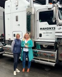 Sara and Nikola from MyTrucking visit Mahonys Transport in Melbourne
